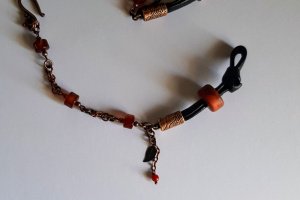 Браслет з натуральної шкіри, агату, сердоліку і яшми - Опис