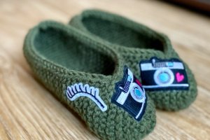 Зелёные балетки для дома  - Описание