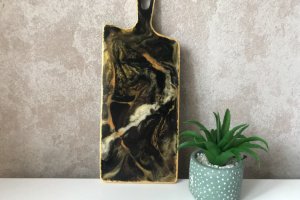 Доска из эпоксидной смолы  «Black marble»   - Описание