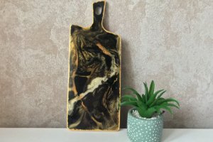 Доска из эпоксидной смолы  «Black marble»   - Описание