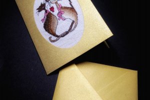 Листівка вишита до Дня Валентина "Закохані котики" - Опис