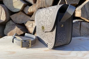 СУМКА ШКІРЯНА "КВІТКА" КОЛІР сірий - Опис