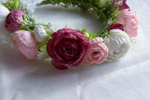 Вінок з піона малиново-персиковими - Опис