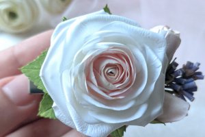 Заколка для волосся з трояндою та лавандою - Опис