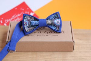 Краватка-метелик синій "Мозаїка"