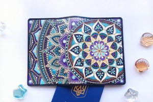 обложка на паспорт Blue flower