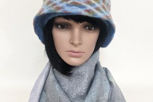 зимняя шлямка Клетчатый стиль - авторский войлок - Описание