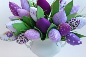 Букет текстильных тюльпанов сиреневый - Описание