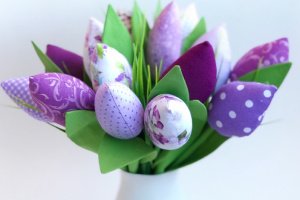 Букет текстильных тюльпанов сиреневый - Описание