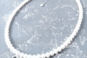 Срібло і натуральні перли кольє серце велике - Опис