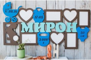 Метрика - фоторамка 75х45 см, на 7 фото і рамкою УЗД - ІНШІ РОБОТИ