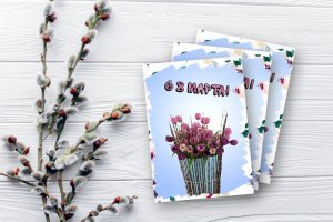 Работа С 8 марта. Акварель