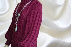 Жіночий светр великої в'язки. Бордо оверсайз - Опис