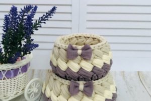 Работа Набор вязаных корзинок