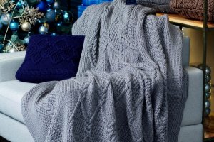 Вязаный плед ручной работы, 160х210см