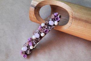 Бузкова шпилька автомат, шпилька для волосся з квітами - Опис