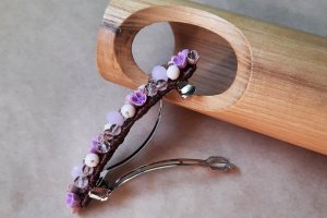 Бузкова шпилька автомат, шпилька для волосся з квітами - Опис