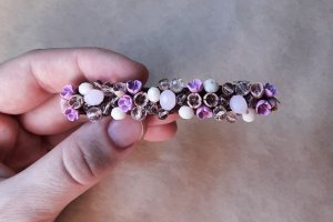 Бузкова шпилька автомат, шпилька для волосся з квітами - Опис