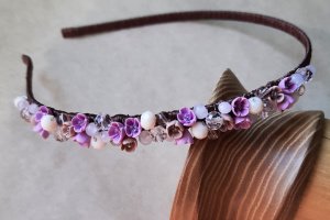 Бузковий обруч з квітами, обруч для дівчинки - Опис