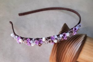 Бузковий обруч з квітами, обруч для дівчинки - Опис