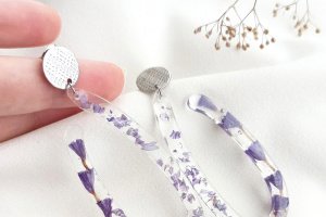 Большие яркие серьги с цветами, украшения с эпоксидной смолы - Описание