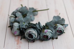 Об'ємний обруч з квітами смарагдовий