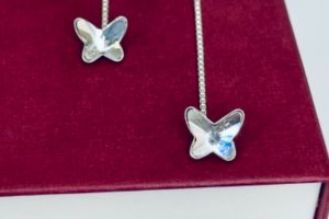 Серебряные Серьги- протяжки Сваровски - Описание