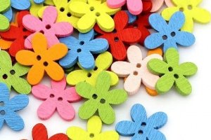 Ґудзики дерев'яні квіточки мікс
