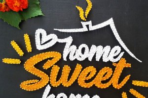 Картина из ниток, милый дом, стринг арт, home sweet home  - Описание