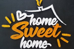 Картина из ниток, милый дом, стринг арт, home sweet home  - Описание