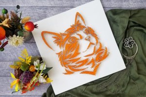Картина рыжий кот, стринг арт, подарок кот, золотой арт  - Описание