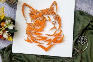Картина рыжий кот, стринг арт, подарок кот, золотой арт  - Описание