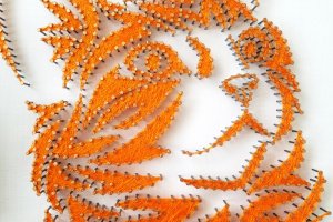 Картина рыжий кот, стринг арт, подарок кот, золотой арт  - Описание