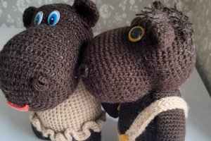 Вязаная игрушка амигуруми бегемотик Клепа. - Описание