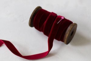 Бархатная лента 1см бордо