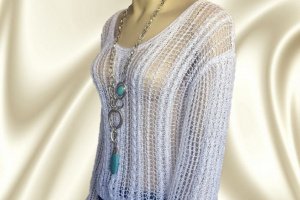 Коротка ажурна літньо-весняна кофточка з 100% бавовни - Опис