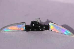 Голографічні кульчики ножі срібло / голографік - Опис