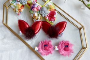 Набір з зайчиками заколки і резинки - Опис