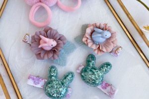 Работа Набор из зайчиками заколки 15