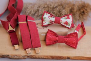 Комплект подтяжки и бабочка "Вишневый" - Описание