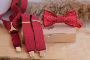 Комплект подтяжки и бабочка "Вишневый" - Описание