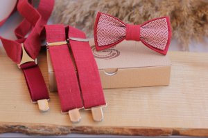 Комплект подтяжки и бабочка "Вишневый" - Описание