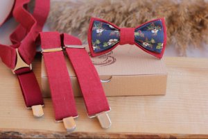 Комплект подтяжки и бабочка "Вишневый" - Описание