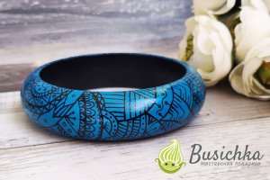 Деревянный браслет Blue pattern
