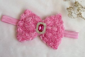 Повязка большой розовый бант. - Описание