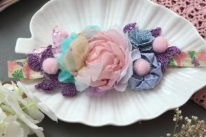 Повязка весна с розой и бабочкой. - Описание