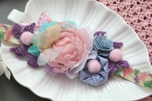 Повязка весна с розой и бабочкой. - Описание