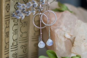 Классические круглые серьги с лунным камнем - ДРУГИЕ РАБОТЫ