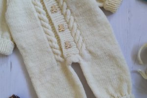 Комплект для хрещення, в'язаний комбінезон для хрещення - Опис