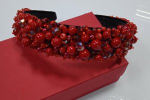 Обруч Діадема "Fiery passion" ручної роботи червона - Опис